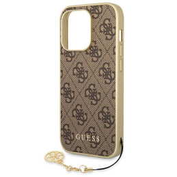 Guess 4G Charms Collection dėklas, skirtas iPhone 14 Pro - rudas