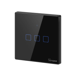 Sonoff T3EU3C-TX trijų kanalų jutiklinės šviesos jungiklis Wi-Fi mygtuko jungiklis 433MHz RF juodas (IM190314020)