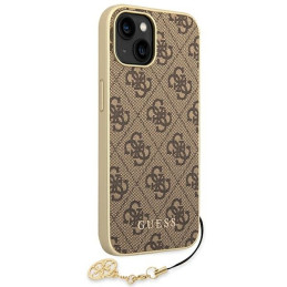 Guess 4G Charms Collection dėklas, skirtas iPhone 14 Plus - rudas