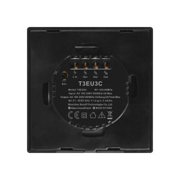 Sonoff T3EU3C-TX trijų kanalų jutiklinės šviesos jungiklis Wi-Fi mygtuko jungiklis 433MHz RF juodas (IM190314020)