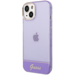 Guess Permatomas dėklas iPhone 14 Plus - violetinis