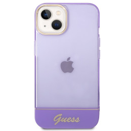 Guess Permatomas dėklas iPhone 14 Plus - violetinis
