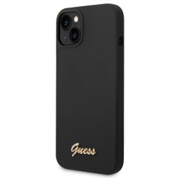 Guess Silicone Vintage Gold Logo dėklas, skirtas iPhone 14 Plus - juodas