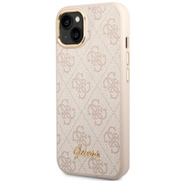 Guess 4G Vintage Gold Logo dėklas, skirtas iPhone 14 - rožinis