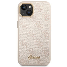 Guess 4G Vintage Gold Logo dėklas, skirtas iPhone 14 - rožinis