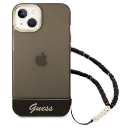 Guess Translucent Pearl Strap dėklas iPhone 14 - juodas