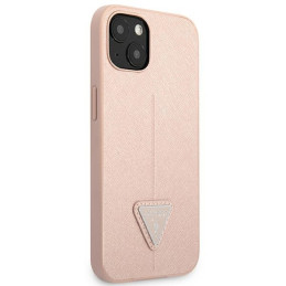 Guess Saffiano Triangle Logo dėklas iPhone 14 - rožinis