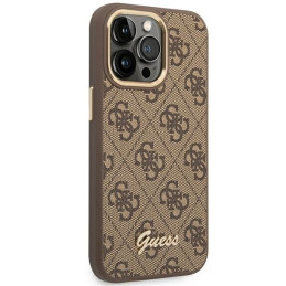 Guess 4G Vintage Gold Logo dėklas, skirtas iPhone 14 Pro Max - rudas