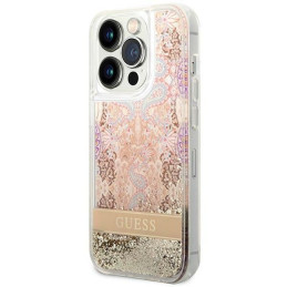 Guess Paisley Liquid Glitter dėklas iPhone 14 Pro Max - auksinis