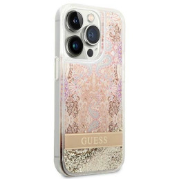 Guess Paisley Liquid Glitter dėklas iPhone 14 Pro Max - auksinis