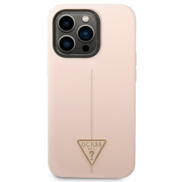 Guess Silicone Triangle dėklas, skirtas iPhone 14 Pro Max - rožinis