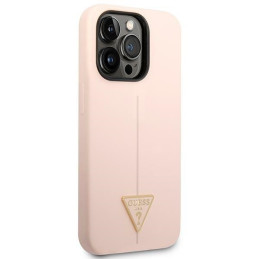 Guess Silicone Triangle dėklas, skirtas iPhone 14 Pro Max - rožinis