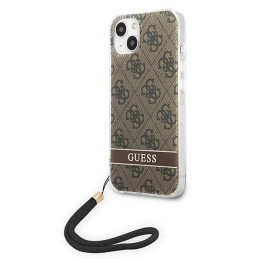 Guess 4G Print Strap dėklas iPhone 14 Plus - rudas