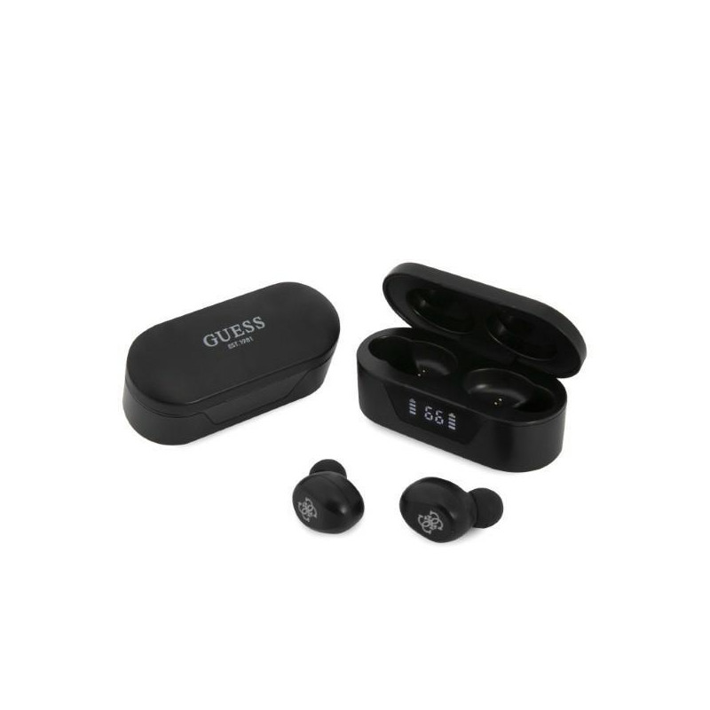 Guess TWS Bluetooth ausinės + dokas - juodos spalvos