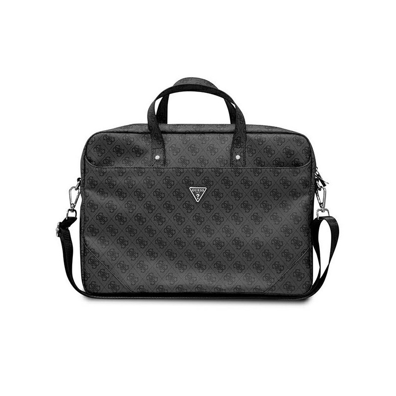 Guess Saffiano 4G Triangle Logo krepšys 16 colių nešiojamam kompiuteriui - juodas