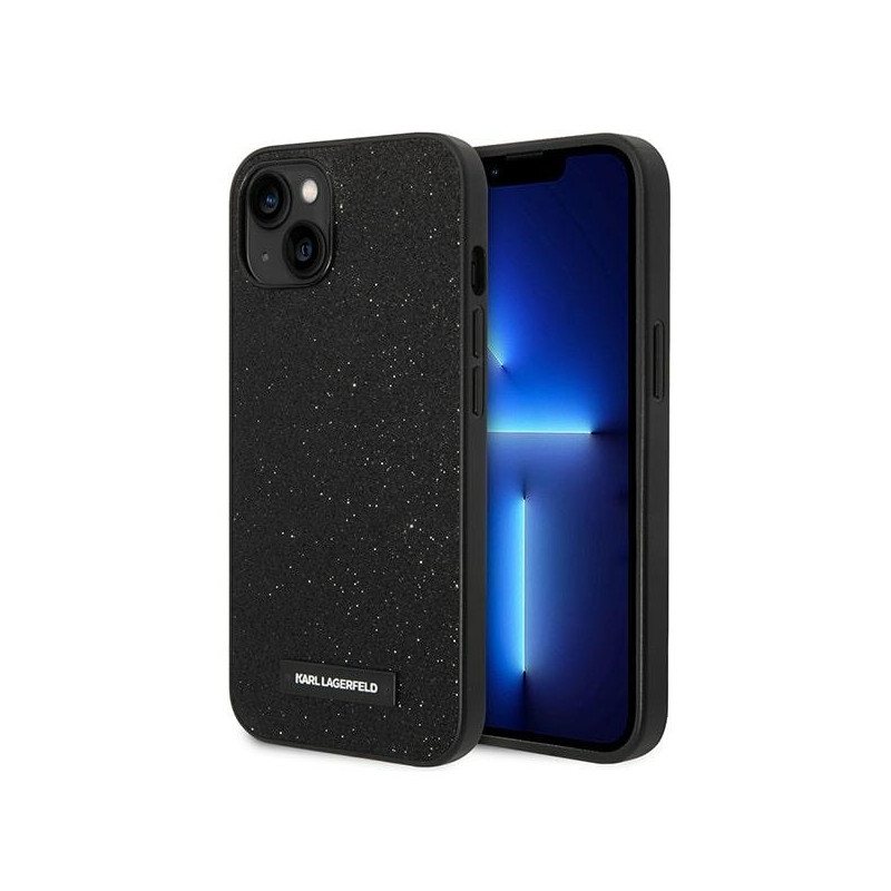Karl Lagerfeld Glitter Plaque Logo dėklas iPhone 14 Plus - juodas