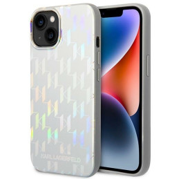 Karl Lagerfeld Monogram Vaivos spalvos dėklas iPhone 14 Plus - sidabrinis