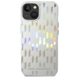Karl Lagerfeld Monogram Vaivos spalvos dėklas iPhone 14 Plus - sidabrinis