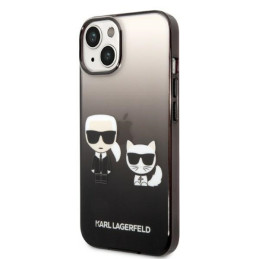 Karl Lagerfeld Gradient Ikonik Karl&Choupette dėklas iPhone 14 Plus - juodas