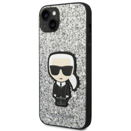 Karl Lagerfeld Glitter Flakes Ikonik dėklas iPhone 14 - sidabrinis