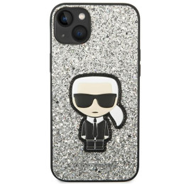 Karl Lagerfeld Glitter Flakes Ikonik dėklas iPhone 14 - sidabrinis