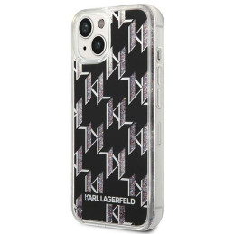 Karl Lagerfeld Liquid Glitter Monogram dėklas iPhone 14 - juodas