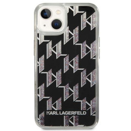 Karl Lagerfeld Liquid Glitter Monogram dėklas iPhone 14 - juodas