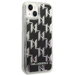 Karl Lagerfeld Liquid Glitter Monogram dėklas iPhone 14 - juodas