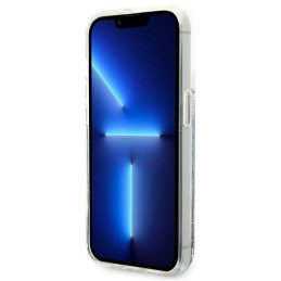 Karl Lagerfeld Liquid Glitter RSG dėklas iPhone 14 Pro Max - sidabrinis