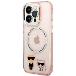 Karl Lagerfeld Karl&Choupette Aluminium MagSafe dėklas iPhone 14 Pro - rožinis
