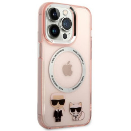 Karl Lagerfeld Karl&Choupette Aluminium MagSafe dėklas iPhone 14 Pro - rožinis