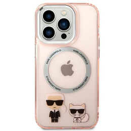 Karl Lagerfeld Karl&Choupette Aluminium MagSafe dėklas iPhone 14 Pro Max - rožinis