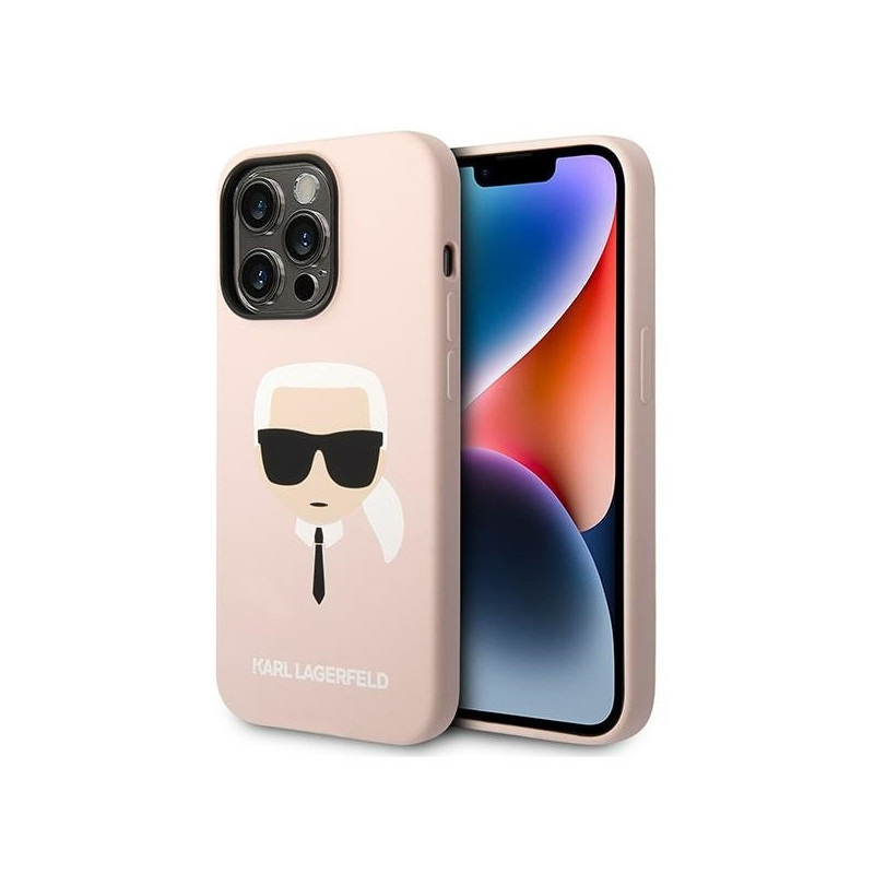 Karl Lagerfeld Silicone Karl& 39 s Head MagSafe dėklas iPhone 14 Pro Max - šviesiai rožinis