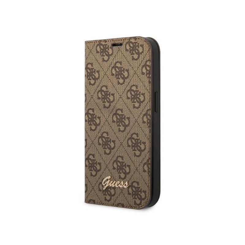 Guess 4G Vintage Gold Logo dėklas, skirtas iPhone 14 - rudas