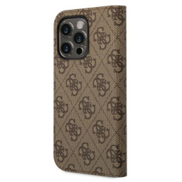 Guess 4G Vintage Gold Logo dėklas, skirtas iPhone 14 Pro Max - rudas