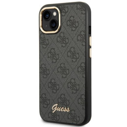 Guess 4G Vintage Gold Logo dėklas iPhone 14 - juodas