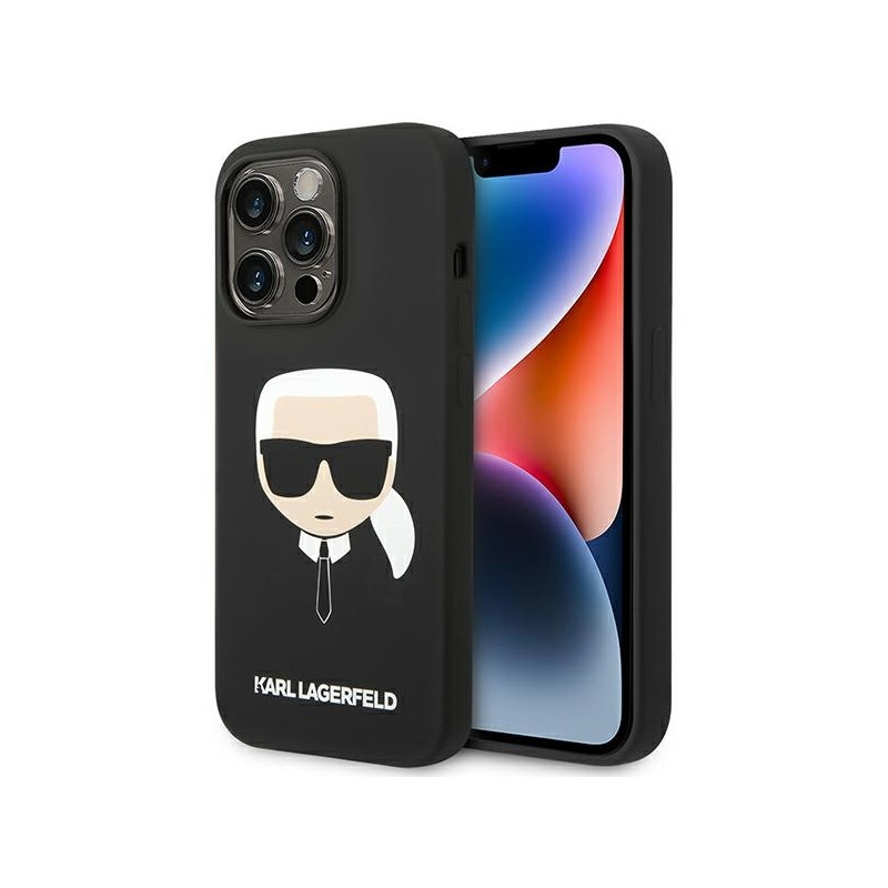 Karl Lagerfeld Silikoninis Karl& 39 s Head dėklas iPhone 14 Pro Max - juodas