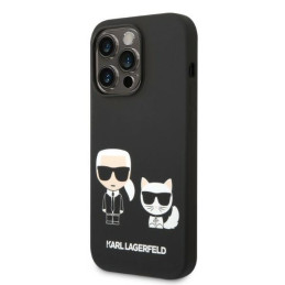 Karl Lagerfeld skystas silikonas Karl&Choupette MagSafe dėklas iPhone 14 Pro - juodas