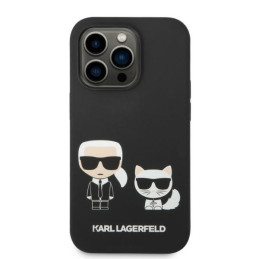 Karl Lagerfeld skystas silikonas Karl&Choupette MagSafe dėklas skirtas iPhone 14 Pro Max - juodas