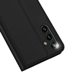 „Dux Ducis Skin Pro“ dėklas, skirtas „Samsung Galaxy A14 4G / 5G“ dangteliu su apverčiamu kortelės piniginės stovu, juod...