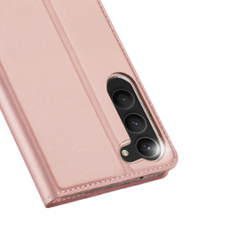 Dux Ducis Skin Pro dėklas, skirtas Samsung Galaxy S23+ dangteliu su atvartu kortelės piniginės stovu rožinė