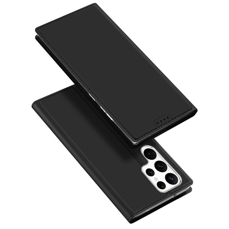 Dux Ducis Skin Pro dėklas, skirtas Samsung Galaxy S23 Ultra dangtelis su atvartu kortelės piniginės stovu juodas