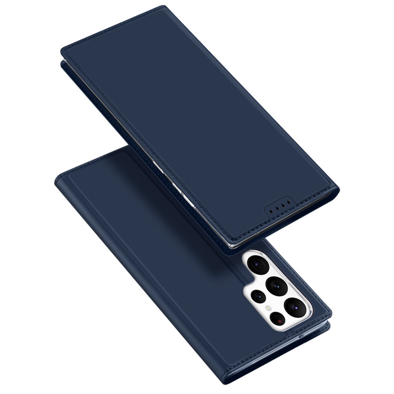 Dux Ducis Skin Pro dėklas, skirtas Samsung Galaxy S23 Ultra dangtelis su atvartu kortelės piniginės stovu mėlynas