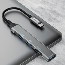 Dudao HUB 4in1 USB-C – 4x USB-A (3 x USB2.0 / USB3.0) 6,3 cm juodas (A16T)
