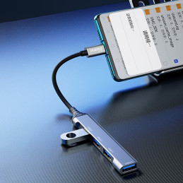Dudao HUB 4in1 USB-C – 4x USB-A (3 x USB2.0 / USB3.0) 6,3 cm juodas (A16T)