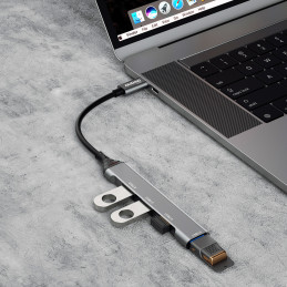 Dudao HUB 4in1 USB-C – 4x USB-A (3 x USB2.0 / USB3.0) 6,3 cm juodas (A16T)