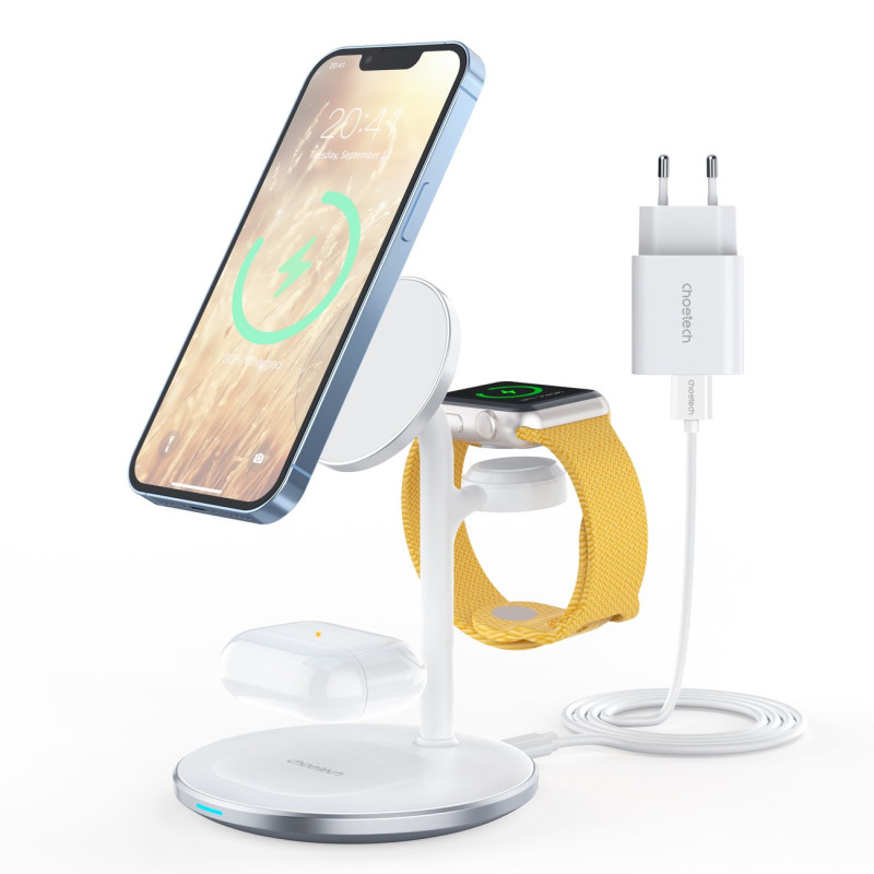 Choetech T585-F indukcinio įkrovimo stotelė 3in1 iPhone 12/ 13, AirPods Pro, Apple Watch baltas