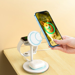 Choetech T585-F indukcinio įkrovimo stotelė 3in1 iPhone 12/ 13, AirPods Pro, Apple Watch baltas