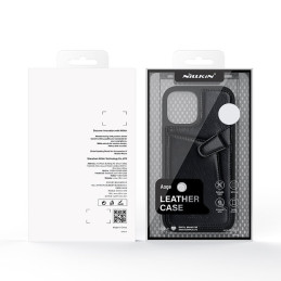 Nillkin Aoge Leather Case lankstus šarvuotas natūralios odos dėklas su kišene iPhone 12 mini rudai