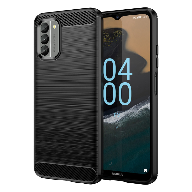 Carbon Case Nokia G400 lankstus silikoninis anglies dangtelis juodas